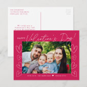 Moderne Magenta van het Manuscript Foto Valentijns Feestdagenkaart (Voorkant / Achterkant)