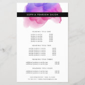 Moderne Magenta Watercolor Prijzen & Diensten Flyer (Voorkant)