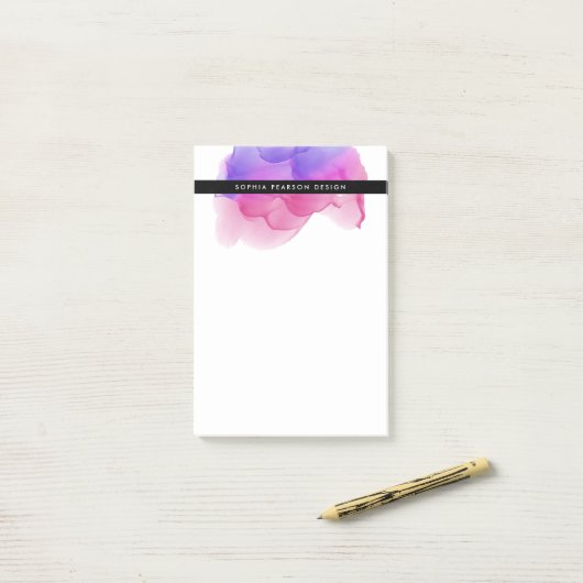 Moderne magenta Waterverf op maat Post-it® Notes (Op bureau)