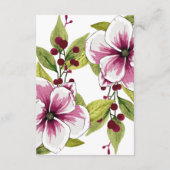 Moderne magenta witte bloemen groen met betrekking informatiekaartje (Achterkant)