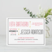 Moderne magenta & zwarte typografie | 18e verjaard kaart (Staand voorkant)