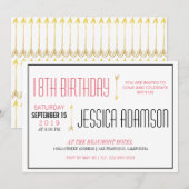 Moderne magenta & zwarte typografie | 18e verjaard kaart (Voorkant / Achterkant)