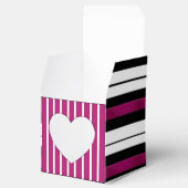 Moderne magenta zwarte witte strepen bedankdoosjes (Geopend)