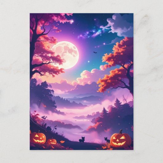 Moderne magische Halloween Feestdagenkaart (Voorkant)