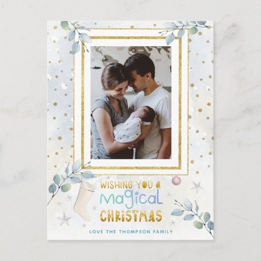 Moderne magische kerstpasta-kleuren briefkaart (Voorkant)