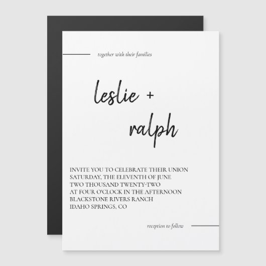 Moderne magnetische kaart uitnodiging (Voorkant / Achterkant)