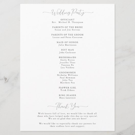 Moderne Magnolia Art Zwart Wit Huwelijksceremonie Programmakaart (Achterkant)