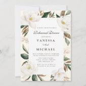 Moderne Magnolia bloemenrepetitie diner uitnodigin Kaart (Voorkant)