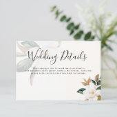 Moderne Magnolia bruiloft details kaart (Staand voorkant)