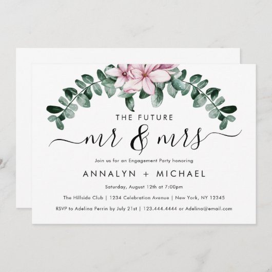 Moderne Magnolia Future Mr. en Mrs. Engagement Par Kaart (Voorkant / Achterkant)