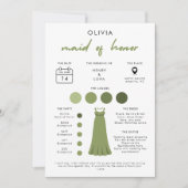 Moderne Maid of Honor Bruids Feest Info Kaart (Voorkant)