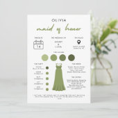 Moderne Maid of Honor Bruids Feest Info Kaart (Staand voorkant)