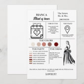 Moderne Maid of Honor info kaart bruids partij kaa (Voorkant / Achterkant)