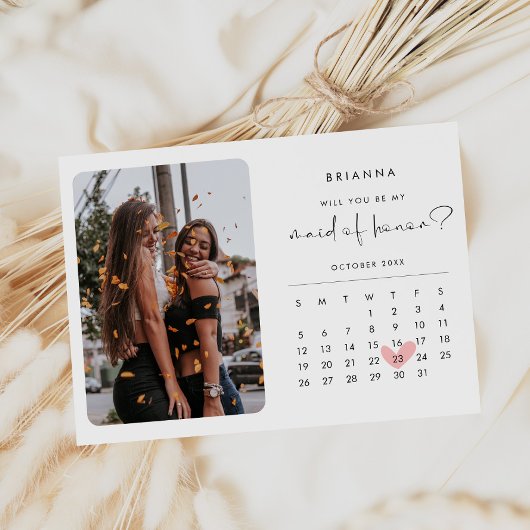 Moderne Maid of Honor voorstel fotokalender Kaart