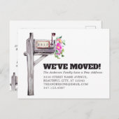 Moderne mailbox Floral Waterverf New Home Moving Aankondigingskaart (Voorkant / Achterkant)