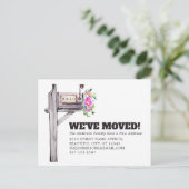 Moderne mailbox Floral Waterverf New Home Moving Aankondigingskaart (Staand voorkant)