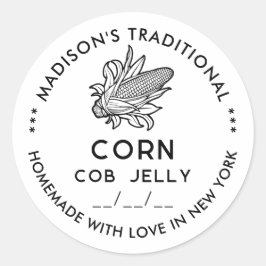 Moderne maïskolf gelei sticker met cob symbool