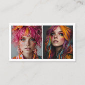 Moderne make-up 3 foto Social Media Logo qr code Visitekaartje (Achterkant)