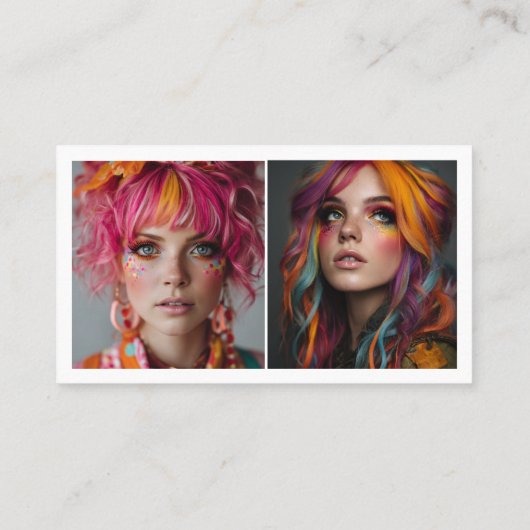 Moderne make-up 3 foto Social Media Logo qr code Visitekaartje (Achterkant)