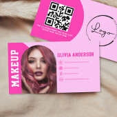 Moderne Make-up Arch Hot Roze Foto Logo Visitekaartje