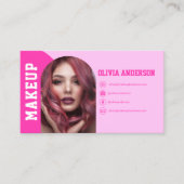 Moderne Make-up Arch Hot Roze Foto Logo Visitekaartje (Voorkant)