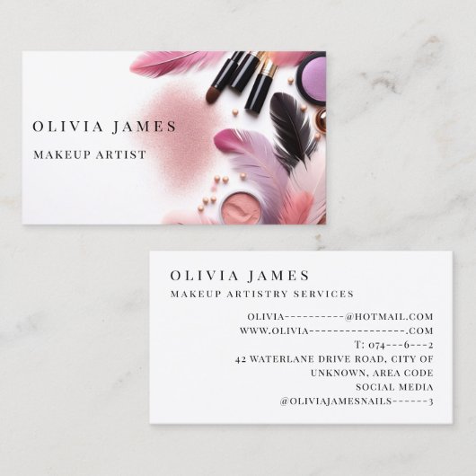 Moderne make-up artiest cosmetica schoonheidssalon visitekaartje (Voorkant / Achterkant)