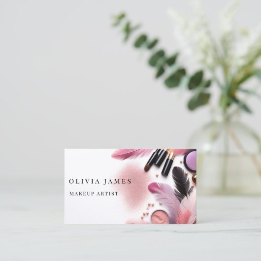 Moderne make-up artiest cosmetica schoonheidssalon visitekaartje (Staand voorkant)