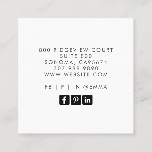 Moderne Make-up Artiest Grunge Blauw Grijs Textuur Vierkante Visitekaartje (Achterkant)