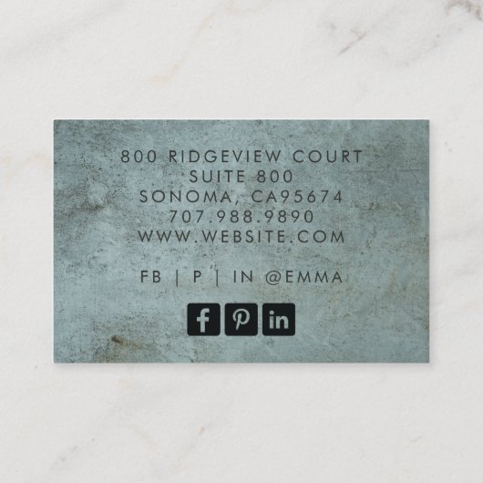 Moderne make-up artiest Grunge blauw grijs Visitekaartje (Achterkant)