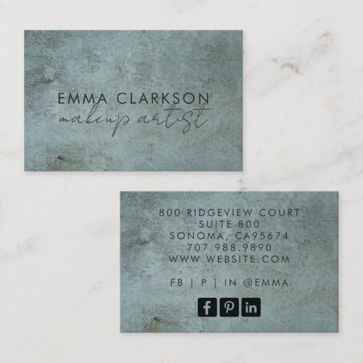 Moderne make-up artiest Grunge blauw grijs Visitekaartje (Voorkant / Achterkant)