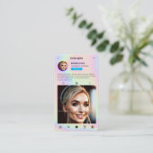 Moderne Make-up Artiest Instagram Holografisch Visitekaartje (Staand voorkant)