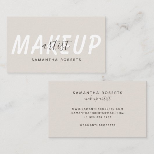 Moderne make-up artiest licht bruin visitekaartje (Voorkant / Achterkant)