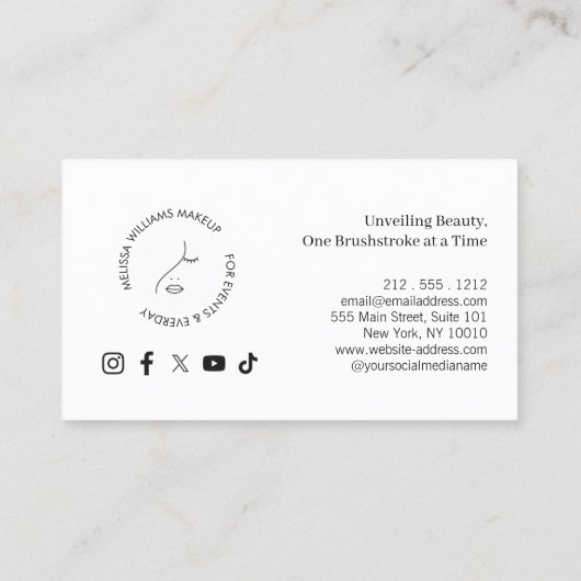 Moderne make-up artiest minimalistisch gezicht Log Visitekaartje (Achterkant)