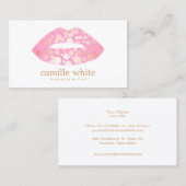 Moderne make-up artiest roze en gouden lippen Logo Visitekaartje (Voorkant / Achterkant)
