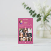 Moderne make-up artiest roze Instagram raster Visitekaartje (Staand voorkant)