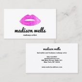 Moderne Make-up Artiest Roze Sequin Lippen Visitekaartje (Voorkant / Achterkant)