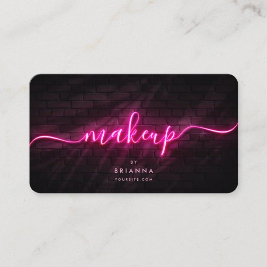 Moderne Make-up Artiest Schoonheid Salon Hot Pink Visitekaartje (Voorkant)