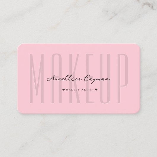 Moderne make-up artiest schoonheid salon roze mono visitekaartje (Voorkant)