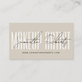 Moderne make-up artiest script typografie beige klantenkaartje (Voorkant)