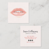 Moderne make-up artist blush roze lippen cosmetolo vierkante visitekaartje (Voorkant / Achterkant)