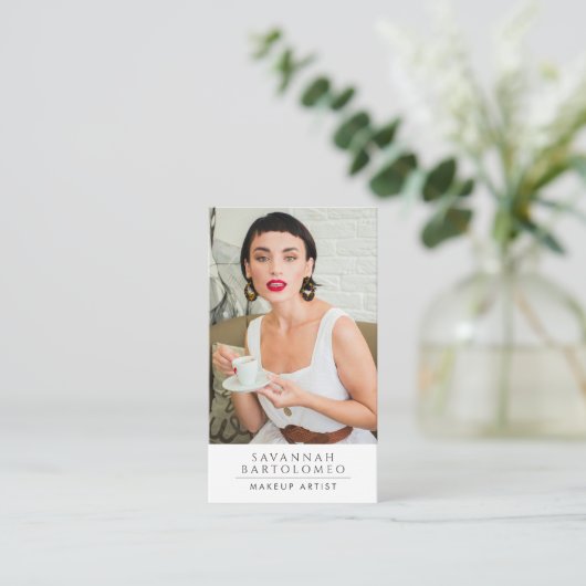 Moderne make-up artist Foto QR Code Social Media Visitekaartje (Staand voorkant)