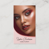 Moderne Make-up Artist Foto QR Roze Visitekaartje (Voorkant)