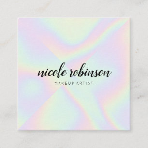 Moderne make-up artist pastel regenboog holografis vierkante visitekaartje