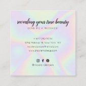 Moderne make-up artist pastel regenboog holografis vierkante visitekaartje (Achterkant)