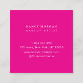 Moderne make-up artist Photo Collage Hot Pink Vierkante Visitekaartje (Achterkant)