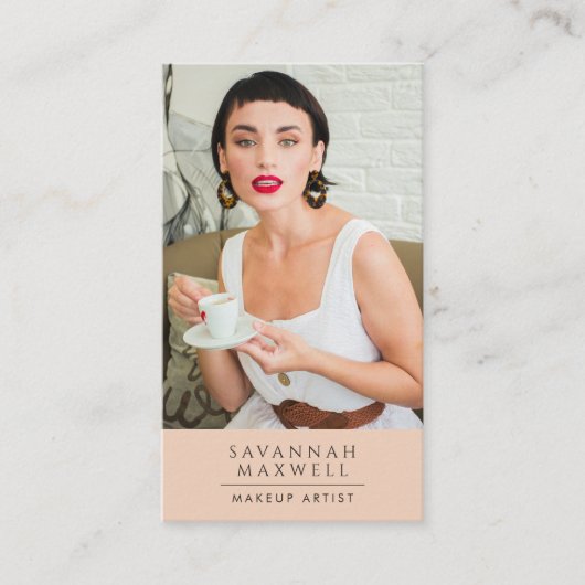 Moderne Make-up Artist Professionele Foto Peach Ro Visitekaartje (Voorkant)