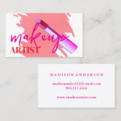 Moderne make-up artist roze lippenstift en goud visitekaartje (Voorkant / Achterkant)