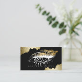Moderne make-up artist zwart en goud visitekaartje (Staand voorkant)
