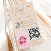 Moderne make-up goud beige logo Qr code 2 foto's Visitekaartje