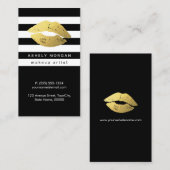 Moderne make-up gouden lippen - Chic zwart witte s Visitekaartje (Voorkant / Achterkant)